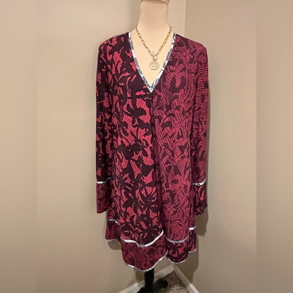 Proenza Schouler Brick & Black Silk Mini Dress, XL, Contrasting piping, ruffle